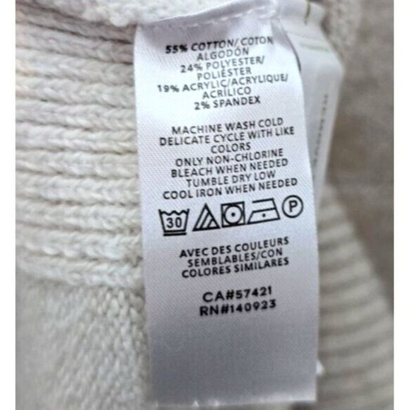 Loft Sweater XS White Casual Basics Capsule Wardrobe Kangaroo Pocket Turtle Neck - Picture 11 of 13